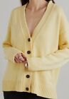 $2250 Jil Sander Women&#39;s Yellow Cashmere-Blend Cardigan Sweater Size DE 30 US 0