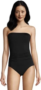 NWT Lands' End Women's Bandeau One Piece Bathing Suit Black Size 16W $90 JK422 - Picture 1 of 3