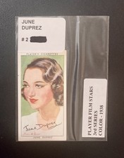 JUNE DUPREZ 1938 Players Cigarettes Film Stars Series 3 #2 Color Tobacco Card