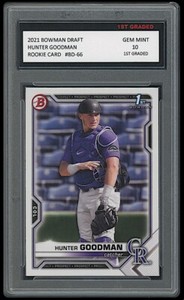 HUNTER GOODMAN 2021 BOWMAN DRAFT Topps 1ST GRADED 10 ROOKIE CARD RC ROCKIES