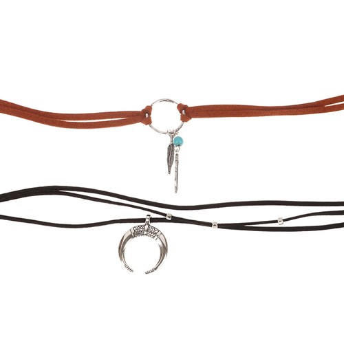 VETEMENTS Collana retrò in pelle intrecciata corda stile bohemien abbigliamento tradizionale girocollo_Q