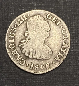 Mexico 1808/7 Silver 1/2 RealOverdate Error Colonial Last Year Type Scarce Coin - Picture 1 of 10