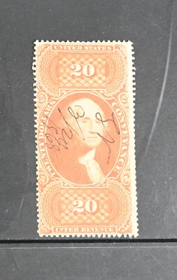 USA Scott # R198C VF Used $20 Revenue Stamp US Cat $160 - Image 1 of 2