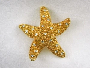 ** SWAROVSKI Crystal STARFISH BROOCH Pin SIGNED Swan Lovely! ** - Picture 1 of 6