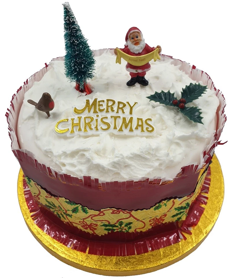 EVELAY LTD 5 piece SET Merry Christmas Cake Decorations yule log cupcake toppers cake frill