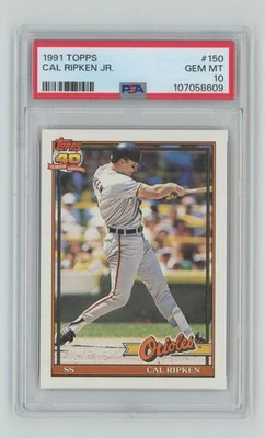 1991 TOPPS CAL RIPKEN JR. PEREFECT PSA 10 PSA 10 BALTIMORE ORIOLES #150 НОЛЬ - Изображение 1 из 2