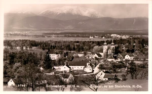 Cartolina fotografica Schwarzau am Steinfeld /N. Ö. /NEUNKIRCHEN Totale con Montagna di Neve 1943 - Foto 1 di 1
