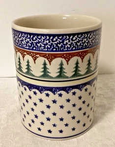 Bolesławiec Porta utensili in ceramica polacca "Alberi e stelle" - Foto 1 di 4