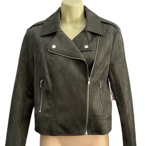 Steve Madden BB Dakota Green Faux Suede Moto Jacket NWT Size Small - Picture 1 of 12