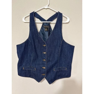 Chaleco de mezclilla recortado vintage Y2K Ashley Stewart para mujer 2X Boho Festival Indie Foto 1 de 4