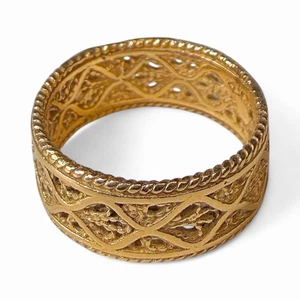 14 Karat Gelbgold filigraner Ring 8 mm Bandgröße 6,75 4,9 Gramm - Bild 1 von 6