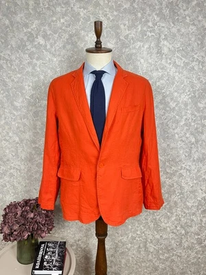 Etro Milano Orange Cotton Linen Half Lined Single-Button Summer Blazer 44, EU 54 - Image 1 of 4
