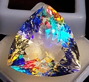 AAA+ Large Mystic Topaz 60.50 CT Trillion Cut Loose Gemstone 4 Ring & Pendant - Picture 1 of 4