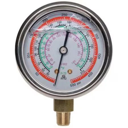 Dayton 4Pdk1 Gauge, 2-3/4 In Dia, High Side, Red, 500 Psi - Image 1 of 1
