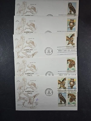 1978 US AMERICAN OWLS FDC Scott# 1760-1763, 1763A, BAZAAR  Set of 5 stk#KR20 - Image 1 of 4