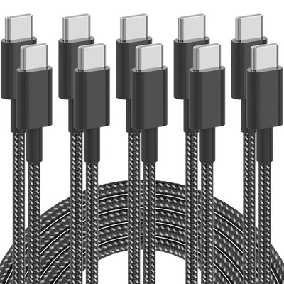 5 Pack 6FT USB C to USB C Cable 60W(3A) Nylon Braided Type C Fast Charging - Image 1 of 4