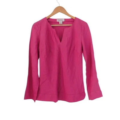 Женская льняная блузка-туника Brooks Brothers с длинным рукавом розовая размер 6 - Изображение 1 из 4