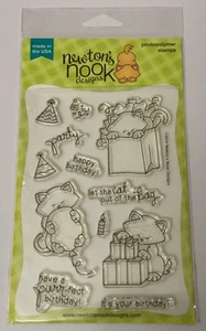 Newton's Nook Cumpleaños Bash Gato Regalo Fiesta Bolsa Sombrero Fotopolímero Set - Imagen 1 de 2