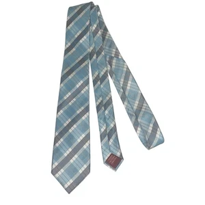 Penguin Necktie Blue White Plaid Check Tie 59”x2.75” - Picture 1 of 5