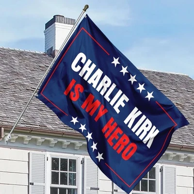Charlie Kirk Is My Hero House Flag, Justice For Charlie Kirk House Flag, Charlie - Image 1 of 4