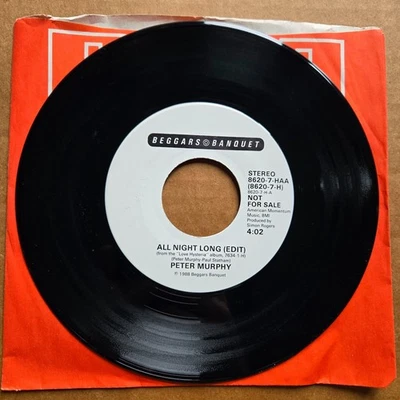 PETER MURPHY All Night Long RARE DJ PROMO BAUHAUS GOTH NEW WAVE 45 Record Vinyl - Image 1 of 2