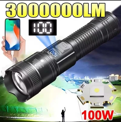 Led Taschenlampen 300000LM Taktische Taschenlampe USB Aufladen - Bild 1 von 4