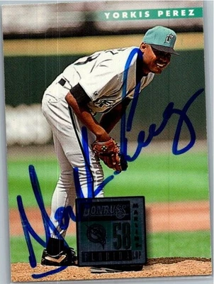 1995 -Yorkis Perez- Donruss Autograph/Signed/Auto Baseball Card #154 Marlins - Image 1 of 2