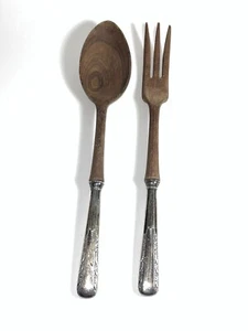 Juego de servir ensalada de plata esterlina Courtship by International con madera 10,5" 2 piezas - Imagen 1 de 5