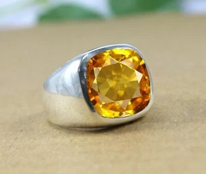 Citrin Edelstein massiv 925 Sterling Silber Partywear Herren Ring Schmuck RJ - Bild 1 von 2