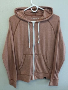 American Giant Women's Zip Hoodie M Pink Leather Brown Heather USA Made Light - Picture 1 of 8