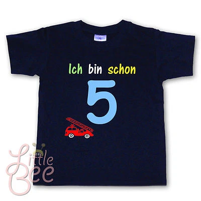 LITTLE BEE Geburtstagsshirt Ich bin schon 5 WAHL Motiv Wunschname Größe Farbe NEU