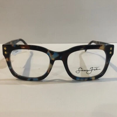 Sean John SJLO6025 Brown/Blue Tortoise Eyeglass Frames 51-20-145 - Image 1 of 4