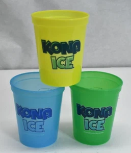 3 Pack Kona Ice Color Changing BPA Free Plastic Cups 16oz Yellow Green Blue - Picture 1 of 6