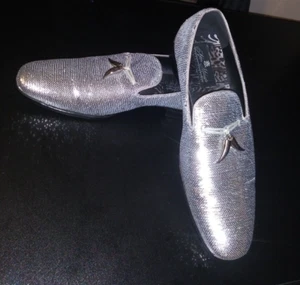 Scarpe eleganti da uomo argento metallizzato scintillanti dopo mezzanotte 6759 taglia 10,5 - Foto 1 di 19