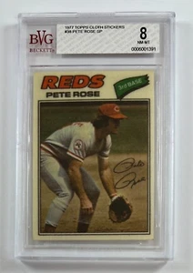 1977 Topps Cloth Stickers #38 Pete Rose BVG NM-MT 8 Graded Card GC13-1391 - Picture 1 of 2
