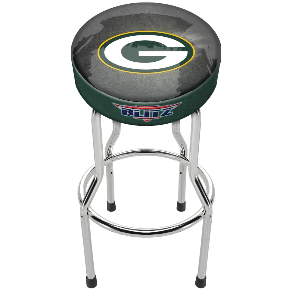 NFL Team Logo Bar Stool Adjustable Swivel Seat High Back Chair Blitz Football - Image 1 of 4