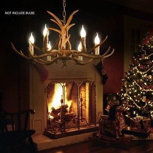 Antler Chandelier Deer Horn Ceiling Light Vintage Style Chandelier 6 Candle Lamp