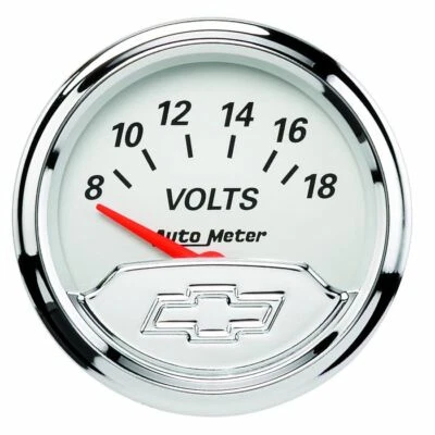 AutoMeter 2-1/16" Voltmeter 8-18v Air-Core Chevy Vintage 1391-00408 - Image 1 of 3
