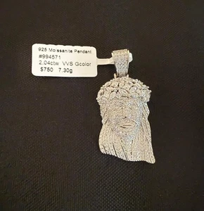 Moissanit Rundschliff 2,04 ctw - Jesuskopf Moissanit Sterlingsilber Anhänger - Bild 1 von 4