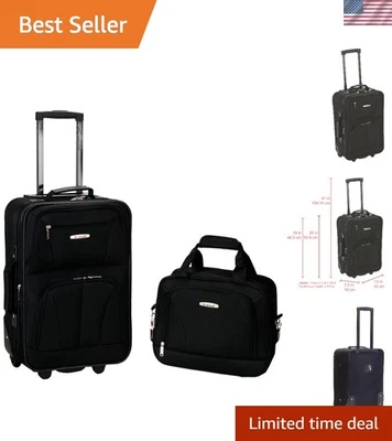 Conjunto de Bagagem Vertical Fashion Softside, Expansível, Preta, 2 Peças 14/19 - Imagem 1 de 4