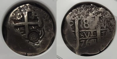 1839 Guatemala 8 Reales T-II C/S on 1767 Bolivia 8R PV NGC VF25 XF Counterstamp - Image 1 of 4