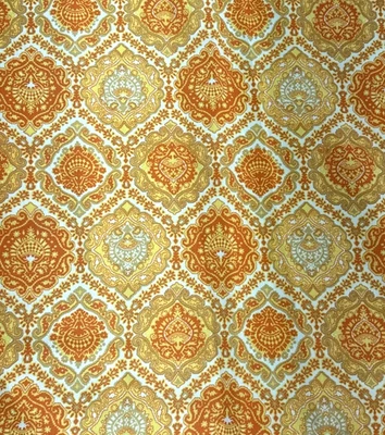 Tela de crepé geométrica de cachemira amarillo naranja años 70 por #19 Foto 1 de 4