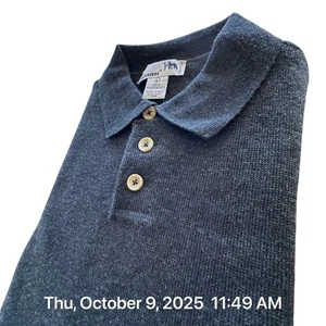 I Levrieri Sweater Mens Large Gray Pure Merino Wool LS Polo Made in Italy - Picture 1 of 8