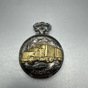 Semi Truck Pocket Watch Silver Tone Watch-it Quartz Needs Battery Untested (M) - Picture 1 of 4