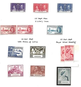 GRENADA (2357) KGV1 x 6 SETS 1951 USED CORO-VIC-UPU MM SILVER WEDDING U/M/M - Picture 1 of 2