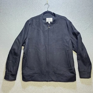 Jos A Bank Jacket Men's Sz XL Bomber Wool Blend Black Full Zip Pockets Lined - Picture 1 of 15