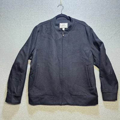 Jos A Bank Jacket Men's Sz XL Bomber Wool Blend Black Full Zip Pockets Lined - Image 1 of 4