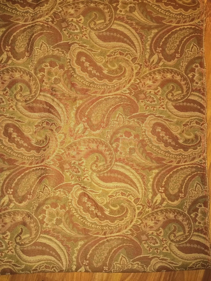 Paisley Scroll Woven Tapestry Style Upholstery Fabric Br Rust Grn 55w X 3.75 Yds - Image 1 of 4