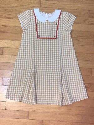 Vestido Rosa Pollo Tostado Guinga Rojo Ribete Cinta Talla 10  Foto 1 de 4