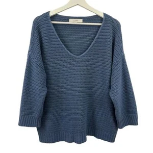 LOFT Grobstrickpullover Damen blau V-Ausschnitt Größe M - Bild 1 von 5